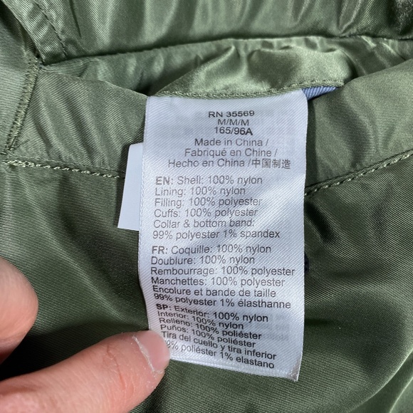 Alpha Industries MA-1 Reversible Bomber Jacket Satin Army Green Womens Medium - Picture 5 of 10